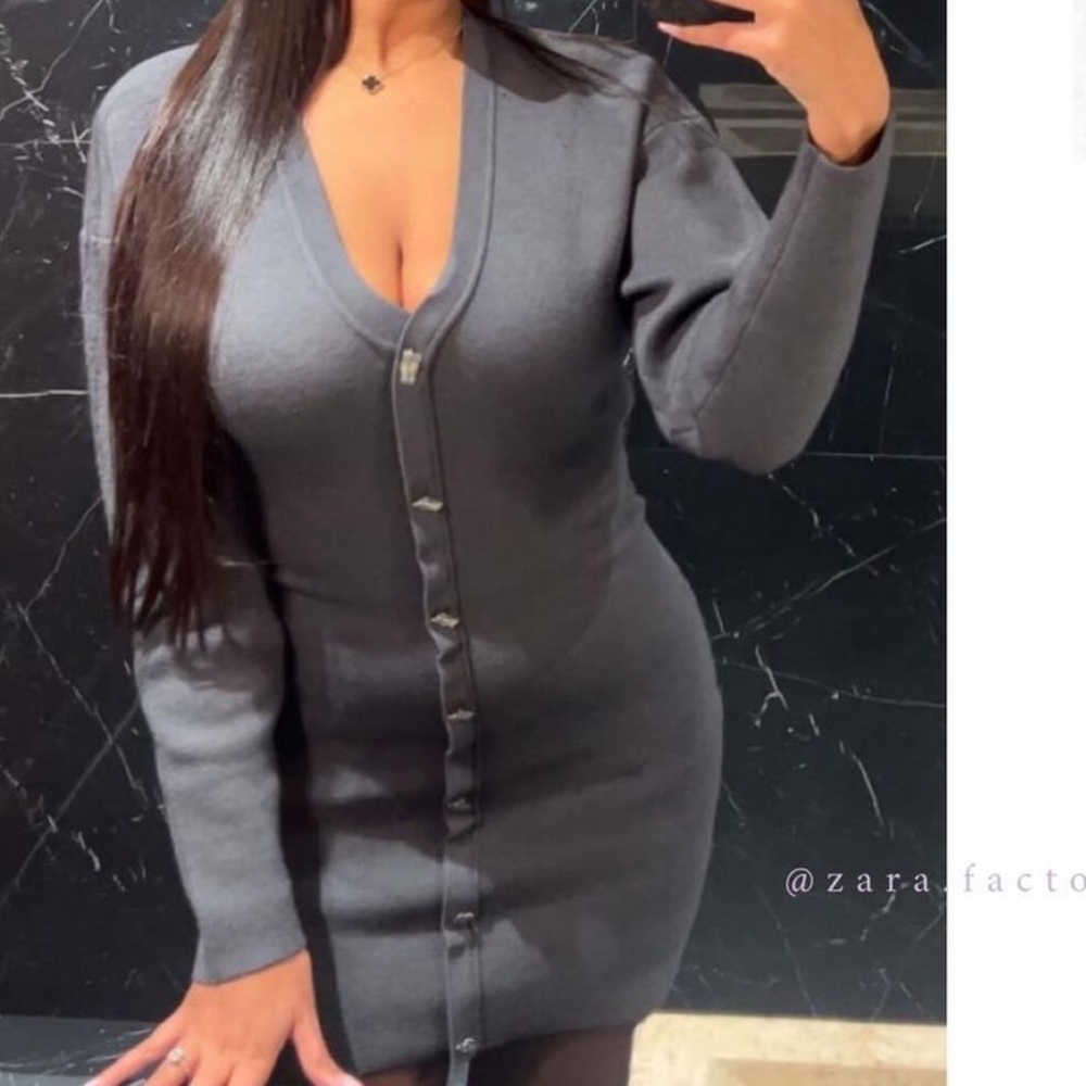Zara Ruched Waist Knit Dress - Picture 2 of 15